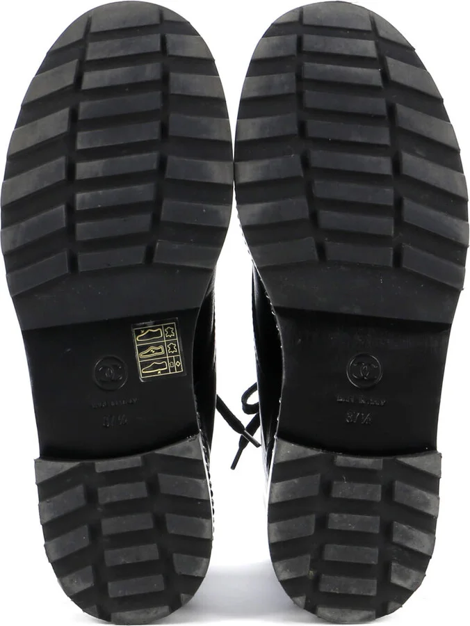 CHANEL Women's Cap Toe CC Chain Around Pearl Combat Boots Leather - Image 4