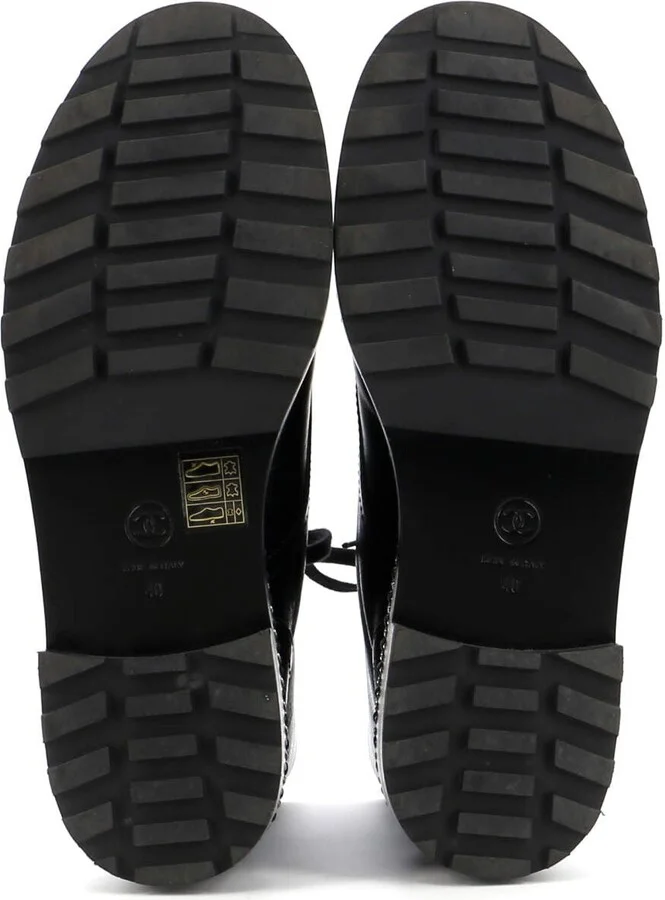 CHANEL Women's Cap Toe CC Chain Around Pearl Combat Boots Leather - Image 4