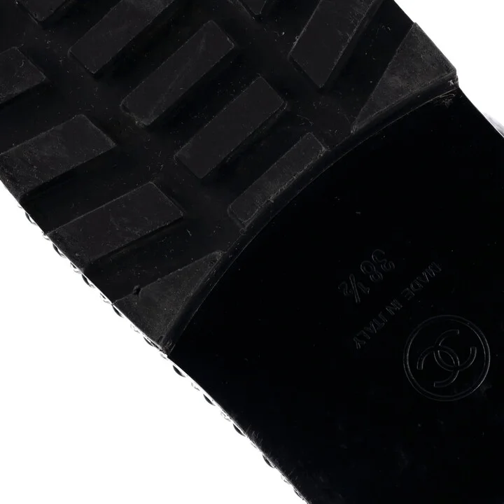CHANEL Women's Cap Toe CC Chain Around Pearl Combat Boots Leather - Image 6