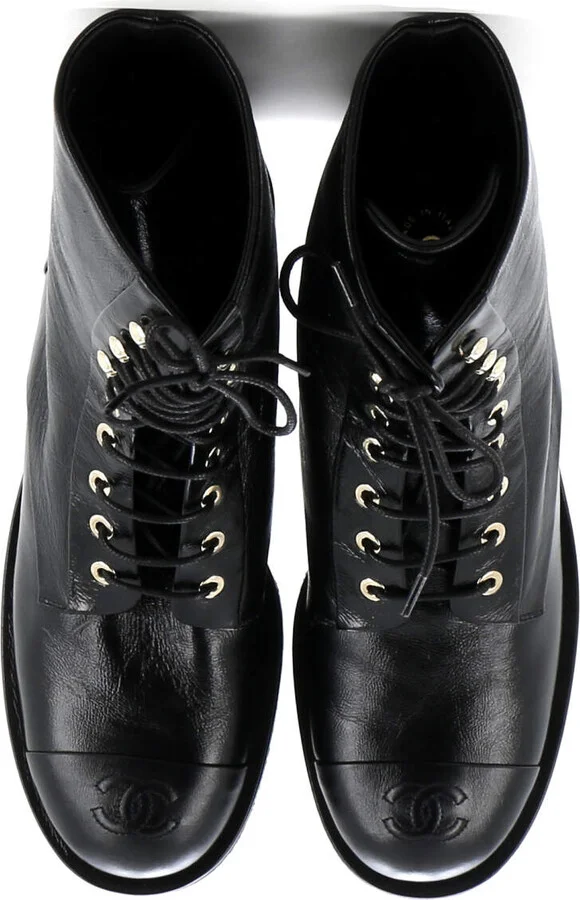 CHANEL Women's Cap Toe CC Combat Boots Leather - Image 2