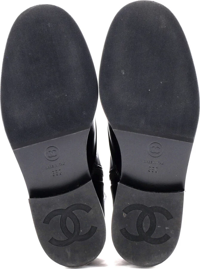 CHANEL Women's Cap Toe CC Mid-Calf Combat Boots Leather - Image 4