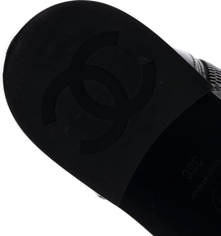CHANEL Women's Cap Toe CC Mid-Calf Combat Boots Leather - Image 6