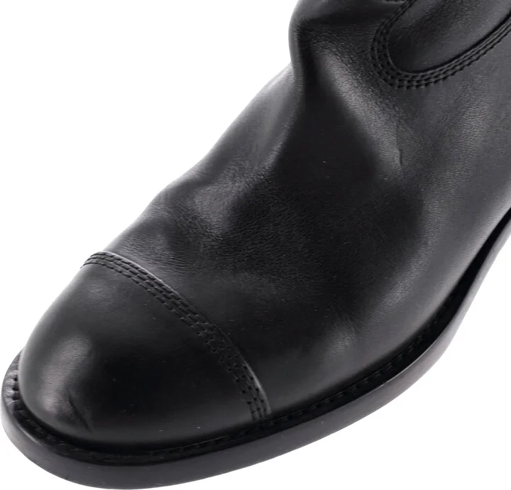 CHANEL Women's Cap Toe CC Mid-Calf Combat Boots Leather - Image 4