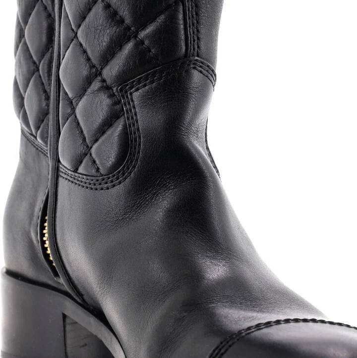 CHANEL Women's Cap Toe CC Mid-Calf Combat Boots Leather - Image 5