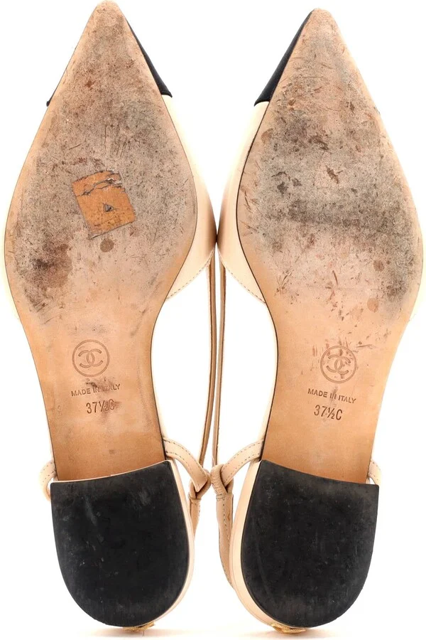CHANEL Women's Cap Toe CC Slingback Flats Leather - Image 4