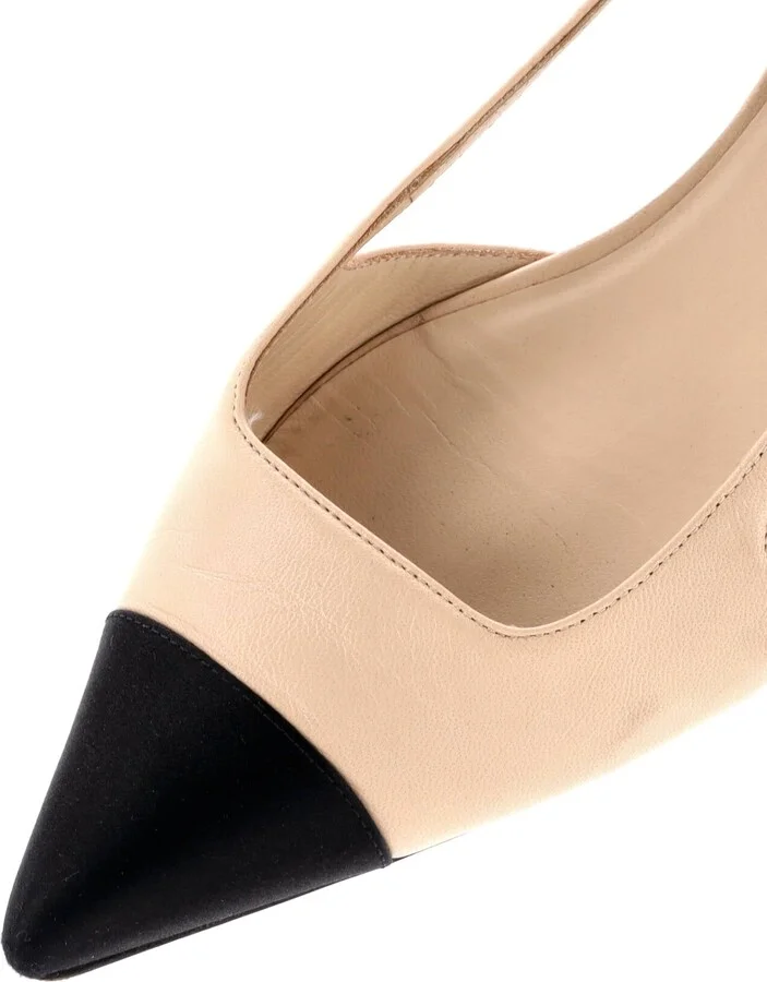 CHANEL Women's Cap Toe CC Slingback Flats Leather - Image 5