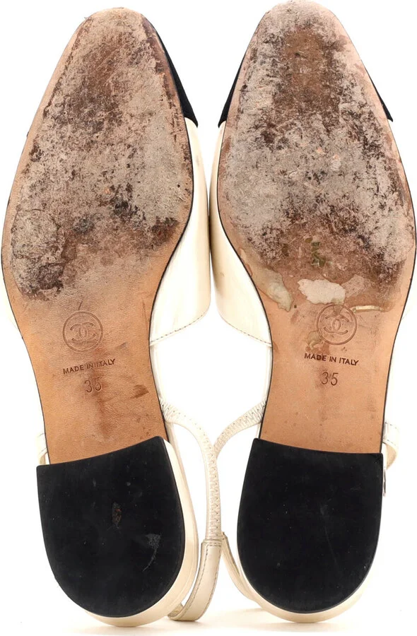 CHANEL Women's Cap Toe CC Slingback Flats Leather - Image 4