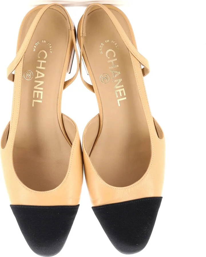 CHANEL Women's Cap Toe CC Slingback Flats Leather - Image 2