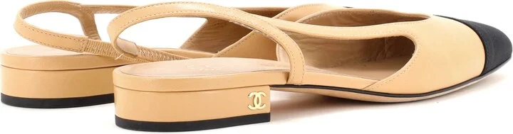 CHANEL Women's Cap Toe CC Slingback Flats Leather - Image 3