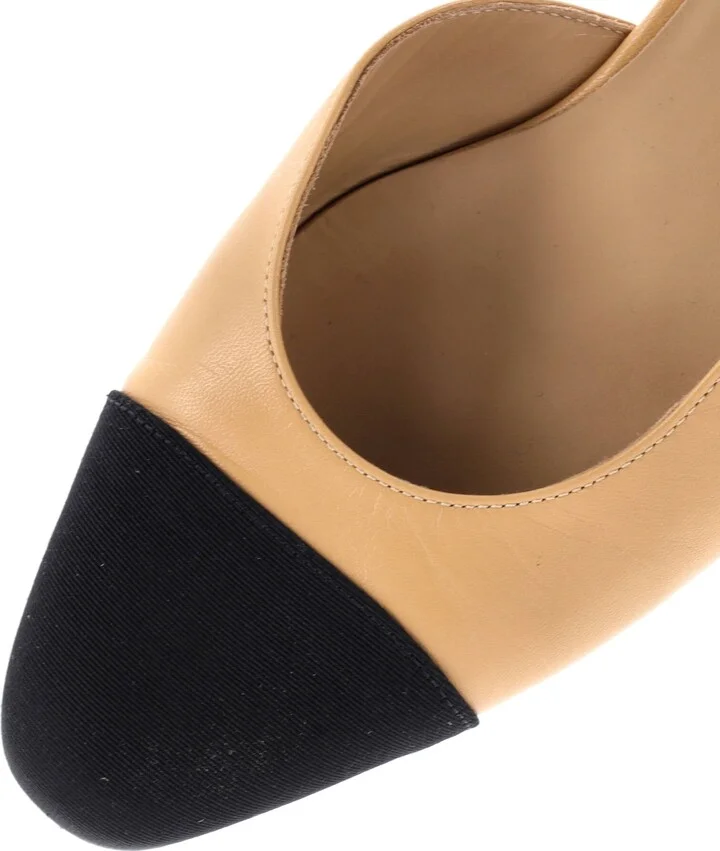 CHANEL Women's Cap Toe CC Slingback Flats Leather - Image 5