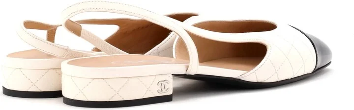 CHANEL Women's Cap Toe CC Slingback Flats Leather - Image 3