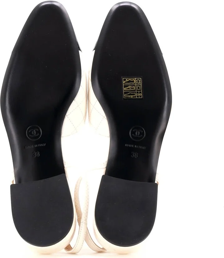 CHANEL Women's Cap Toe CC Slingback Flats Leather - Image 4