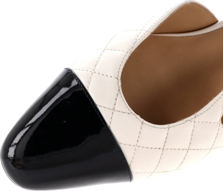 CHANEL Women's Cap Toe CC Slingback Flats Leather - Image 5