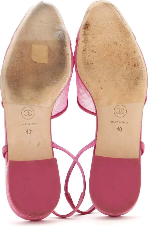 CHANEL Women's Cap Toe CC Slingback Flats Mesh - Image 4