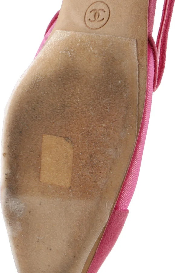 CHANEL Women's Cap Toe CC Slingback Flats Mesh - Image 5