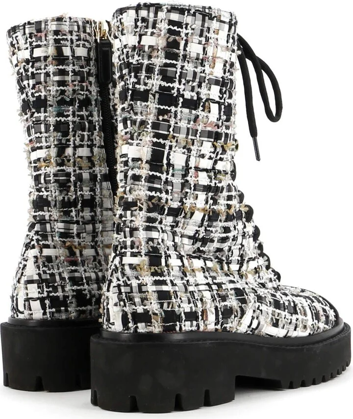 CHANEL Women's Cap Toe Combat Boots Tweed - Image 3
