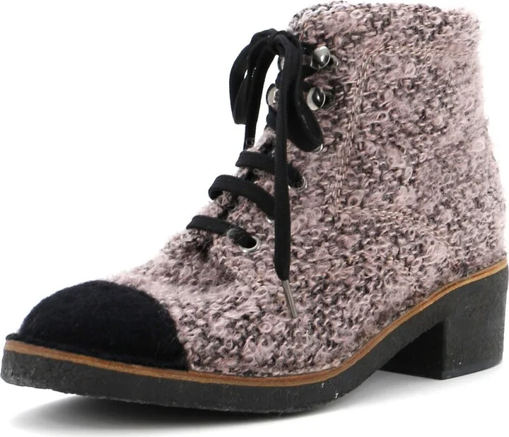 CHANEL Women's Cap Toe Combat Boots Tweed - Image 2