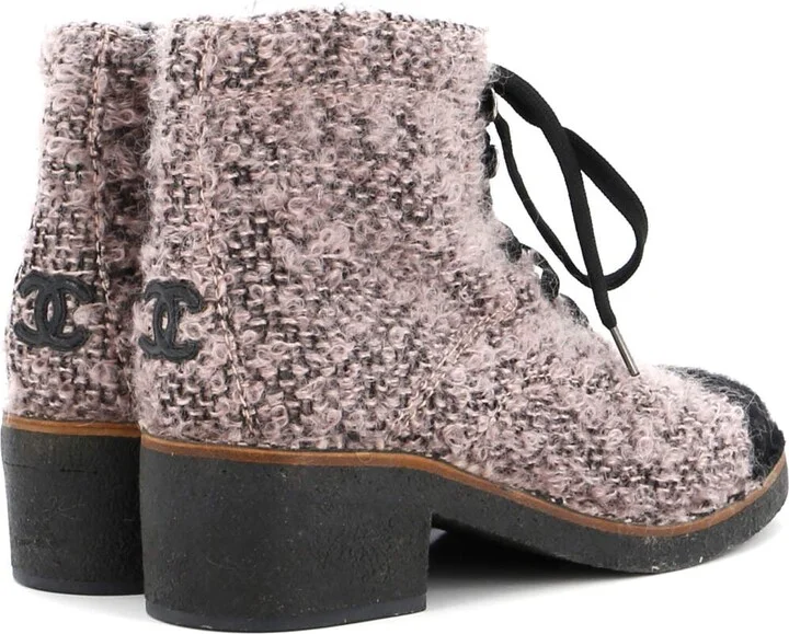 CHANEL Women's Cap Toe Combat Boots Tweed - Image 3