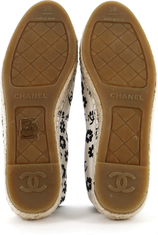 CHANEL Women's Cap Toe Espadrilles Printed Canvas - Image 4
