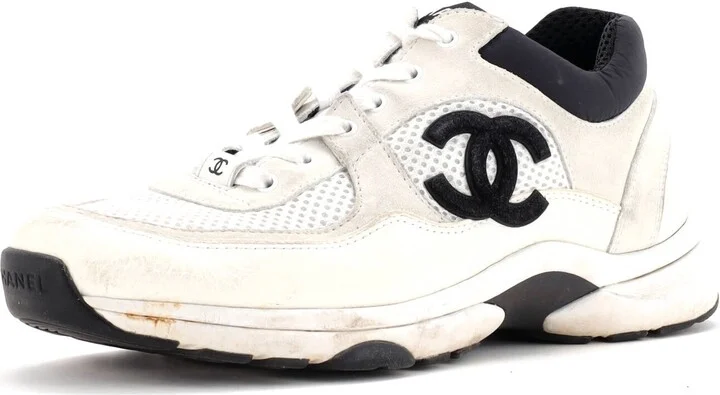 CHANEL Women's CC All Over Print Low-Top Sneakers Suede