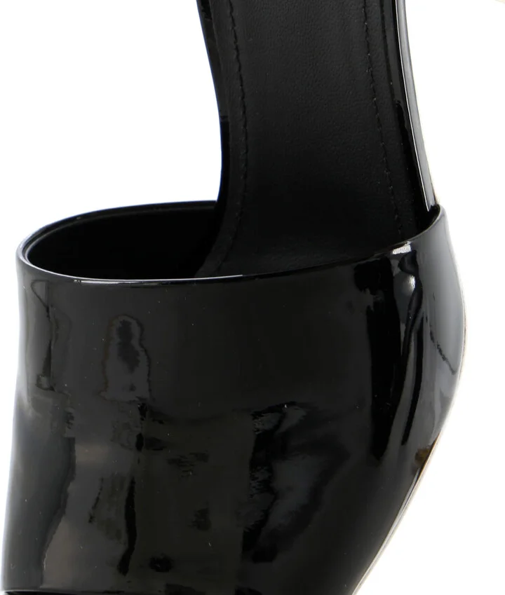 CHANEL Women's CC Block Heeled Mule Sandals Patent - Image 5