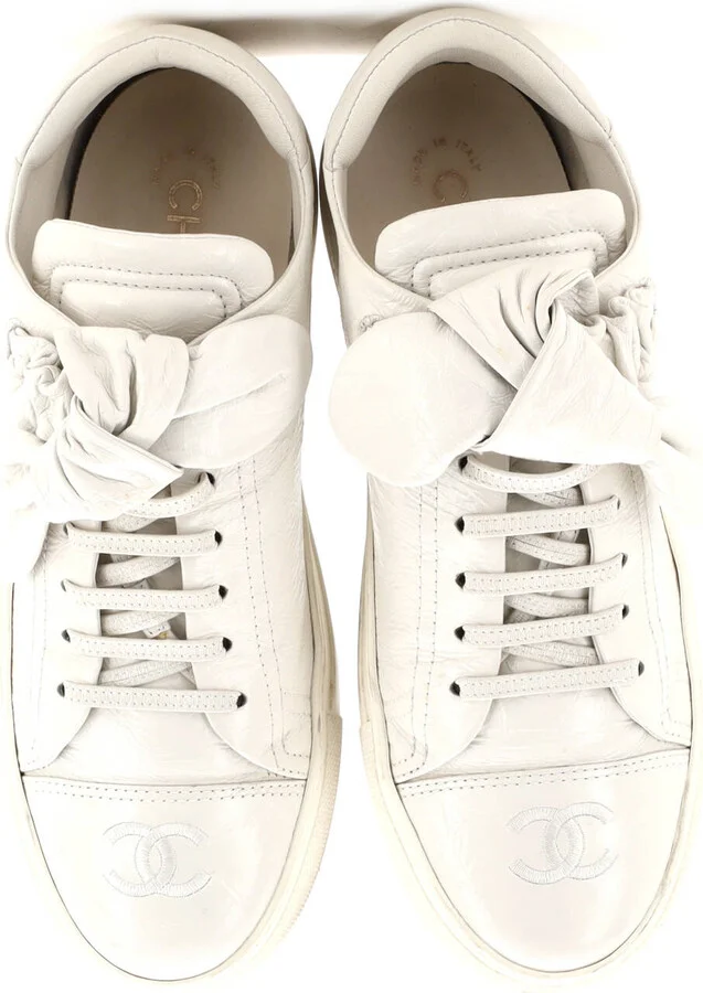 CHANEL Women's CC Bow Low Top Sneakers Leather - Image 2
