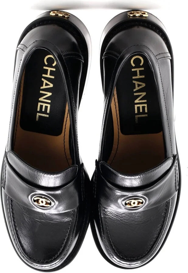 CHANEL Women's CC Button Cutout Loafers Leather - Image 2