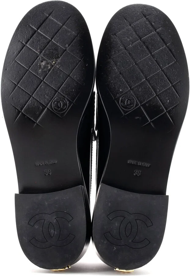 CHANEL Women's CC Button Cutout Loafers Leather - Image 4
