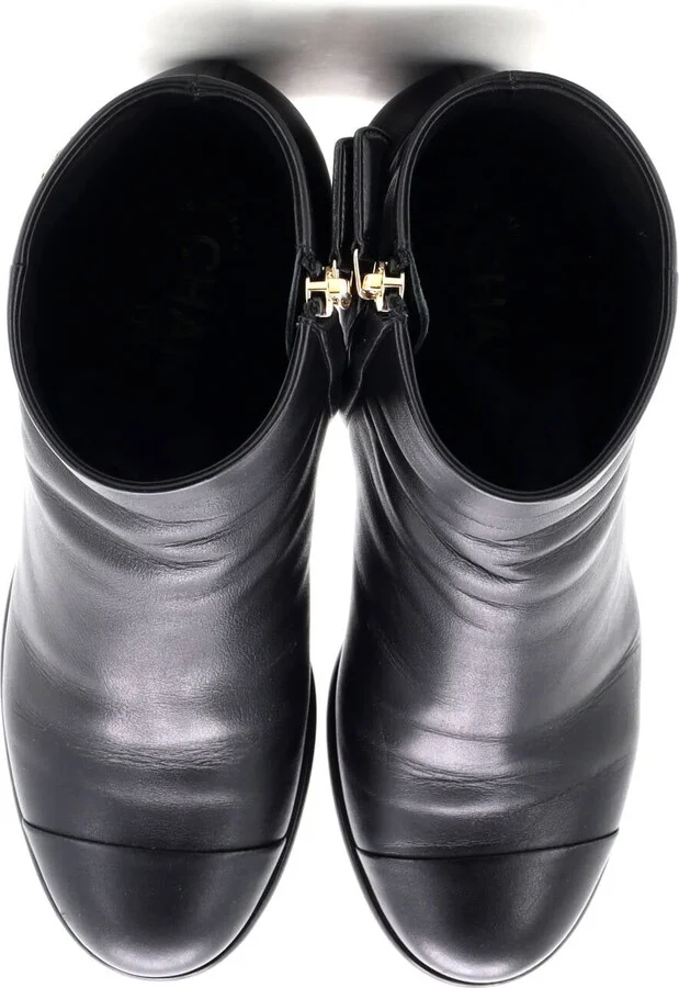 CHANEL Women's CC Cap Toe Ankle Boots Leather - Image 2