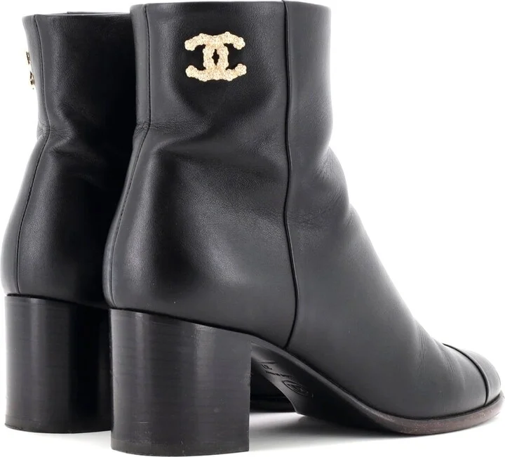 CHANEL Women's CC Cap Toe Ankle Boots Leather - Image 3
