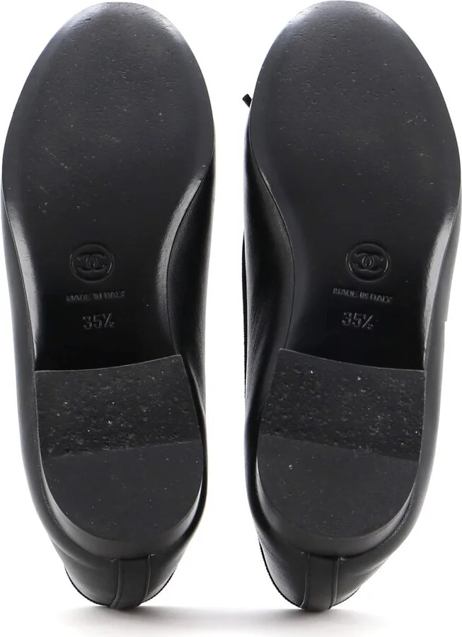 CHANEL Women's CC Cap Toe Bow Ballerina Flats Leather - Image 4