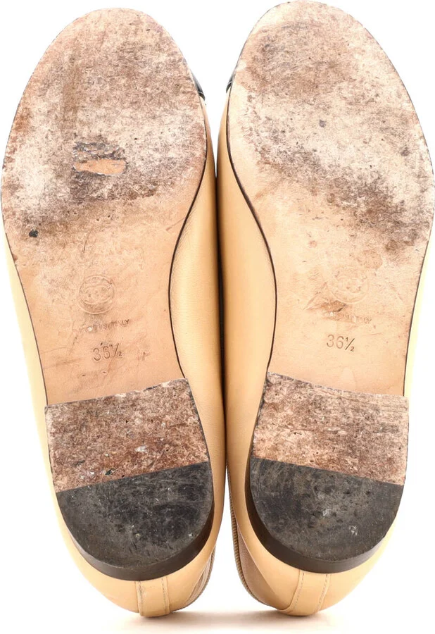 CHANEL Women's CC Cap Toe Bow Ballerina Flats Leather - Image 4