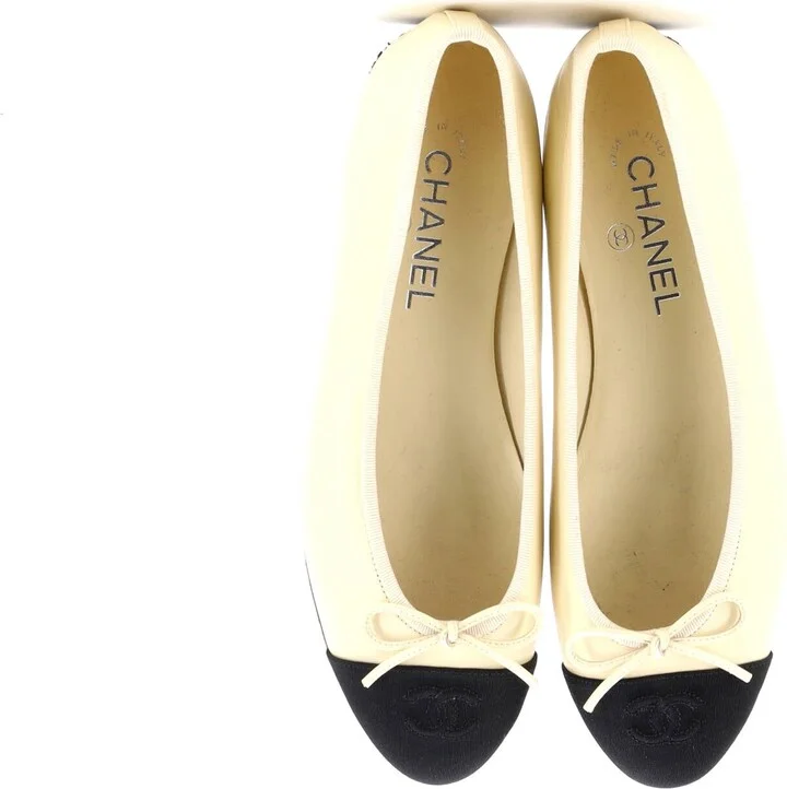 CHANEL Women's CC Cap Toe Bow Ballerina Flats Leather - Image 2