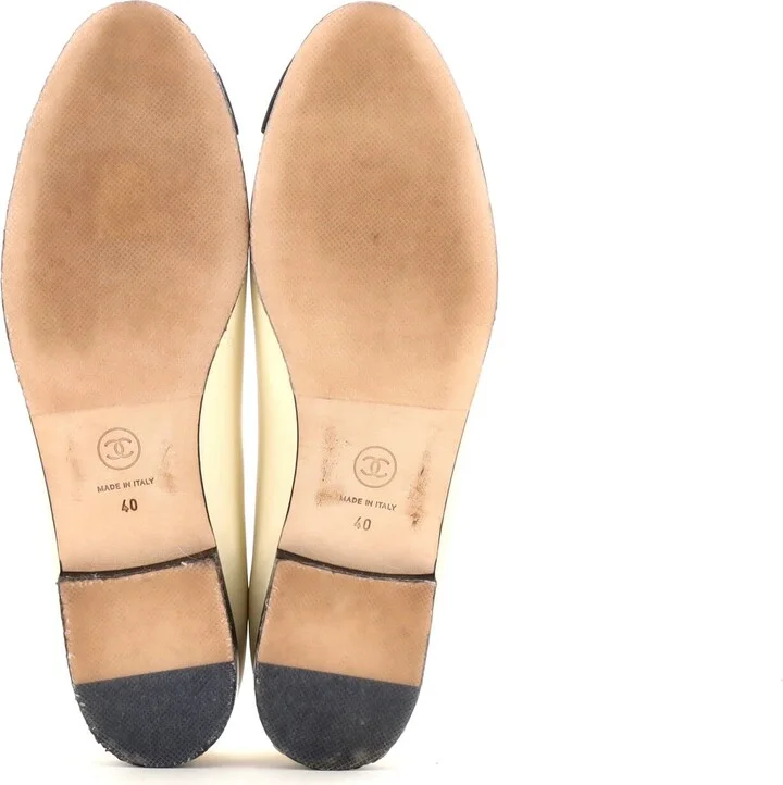 CHANEL Women's CC Cap Toe Bow Ballerina Flats Leather - Image 4