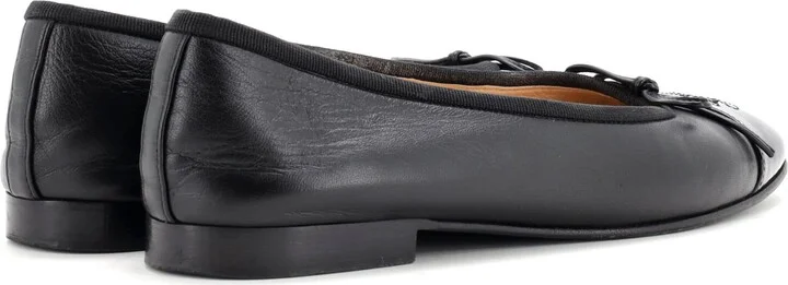 CHANEL Women's CC Cap Toe Bow Ballerina Flats Leather and Patent - Image 3