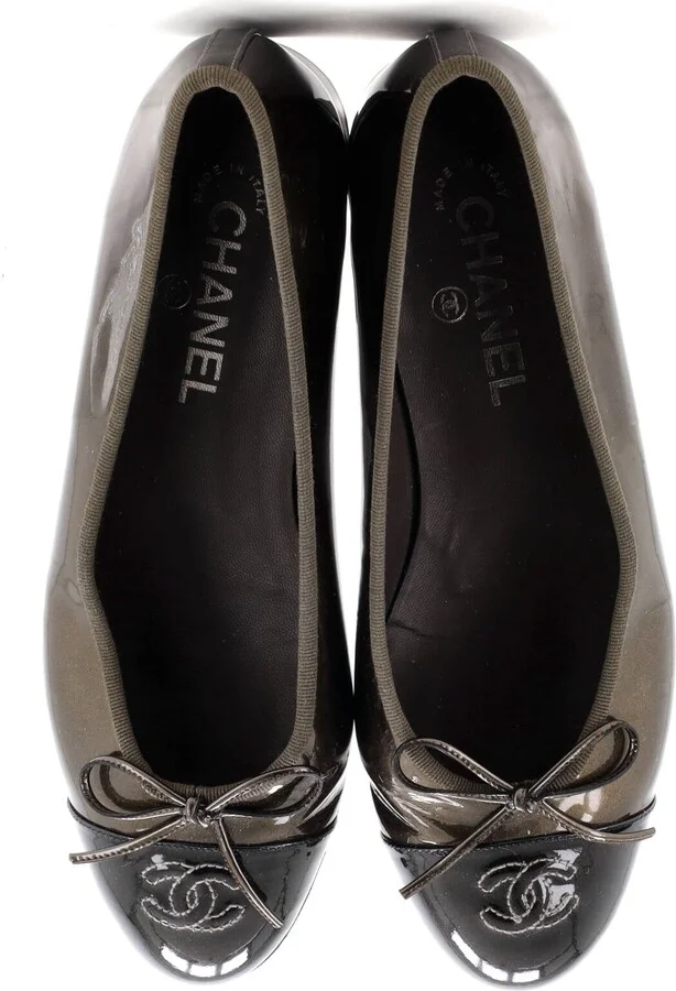 CHANEL Women's CC Cap Toe Bow Ballerina Flats Patent - Image 2