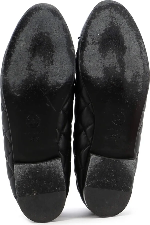 CHANEL Women's CC Cap Toe Bow Ballerina Flats Quilted Leather - Image 4