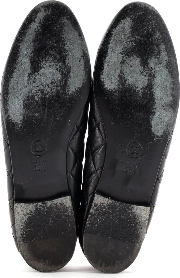 CHANEL Women's CC Cap Toe Bow Ballerina Flats Quilted Leather - Image 4