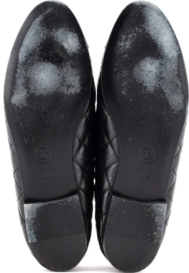 CHANEL Women's CC Cap Toe Bow Ballerina Flats Quilted Leather - Image 4