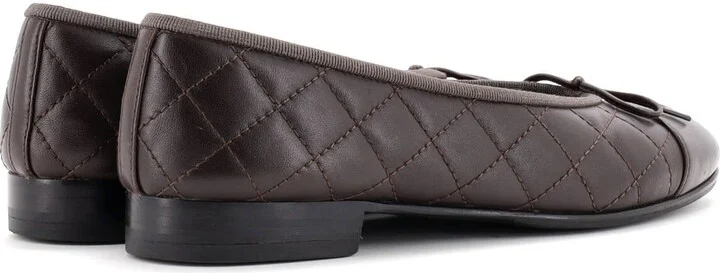 CHANEL Women's CC Cap Toe Bow Ballerina Flats Quilted Leather - Image 3