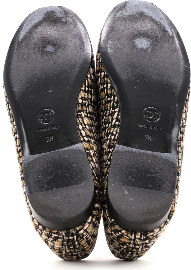 CHANEL Women's CC Cap Toe Bow Ballerina Flats Tweed with Wool - Image 4