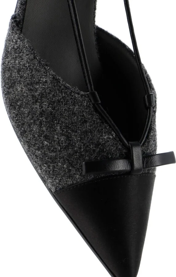 CHANEL Women's CC Cap Toe Bow Slingback Pumps Tweed and Satin - Image 5