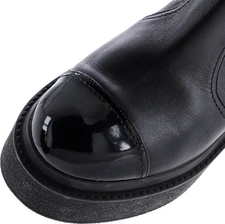 CHANEL Women's CC Cap Toe Chelsea Boots Leather with Patent - Image 5