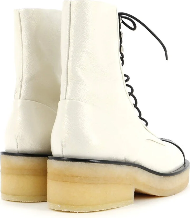 CHANEL Women's CC Cap Toe Combat Boots Leather - Image 3