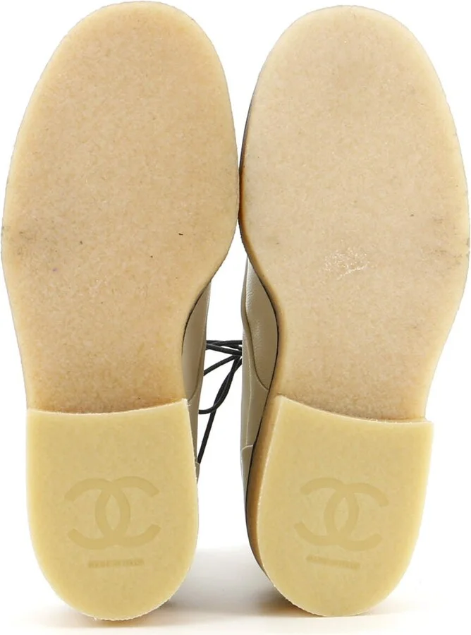 CHANEL Women's CC Cap Toe Combat Boots Leather - Image 4