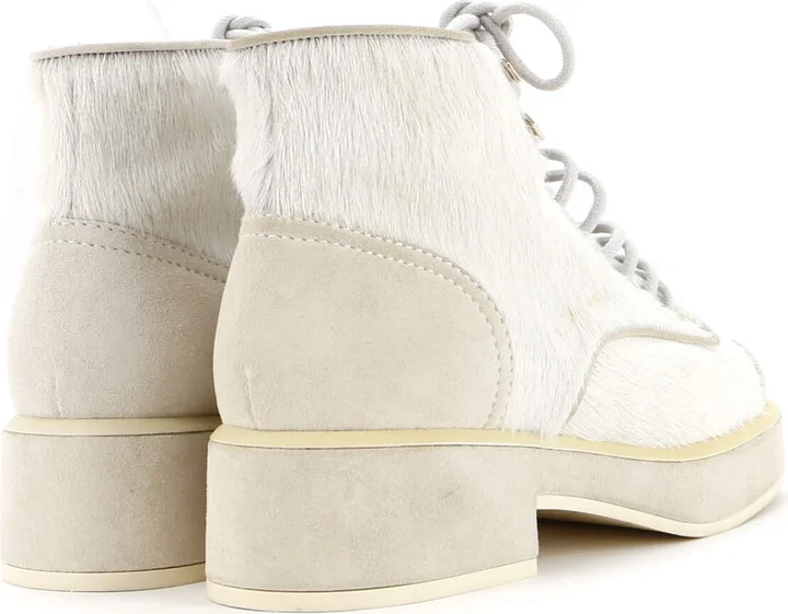 CHANEL Women's CC Cap Toe Combat Boots Pony Hair with Suede - Image 3