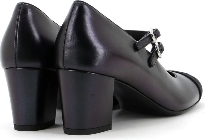 CHANEL Women's CC Cap Toe Double Strap Mary Jane Pumps Leather with Grosgrain - Image 3
