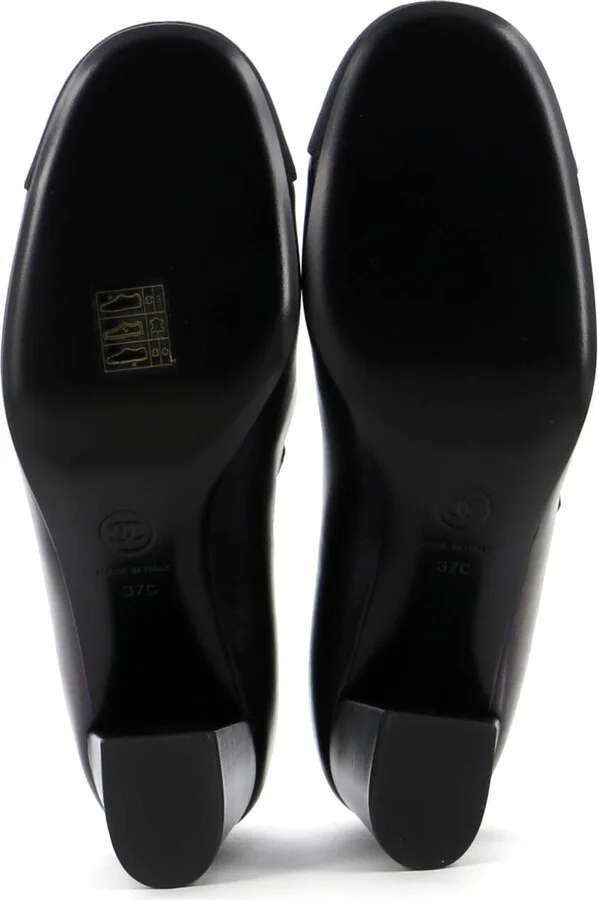 CHANEL Women's CC Cap Toe Double Strap Mary Jane Pumps Leather with Grosgrain - Image 4