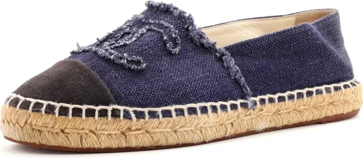 CHANEL Women's CC Cap Toe Espadrilles Canvas