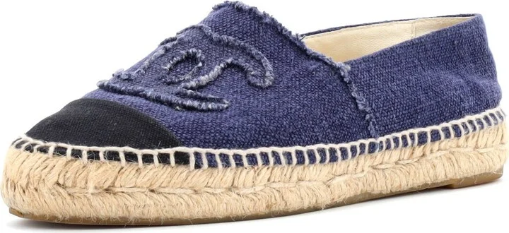 CHANEL Women's CC Cap Toe Espadrilles Canvas